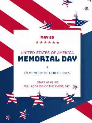 Memorial Day Invitation with Patriotic Stars to Edit Online