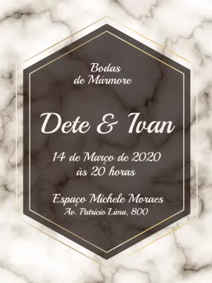 Convite Bodas de Mármore Elegante para Editar Online