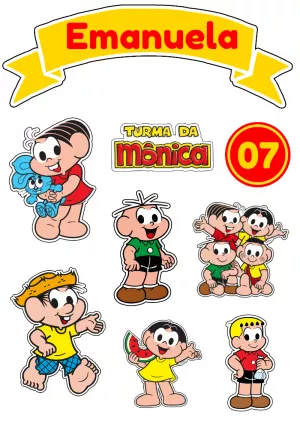 Topo de Bolo Turma da Mônica para Editar e Imprimir
