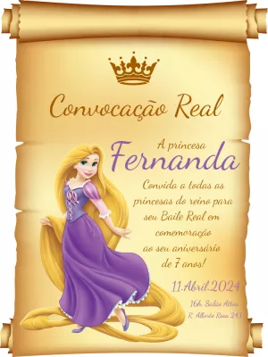 Convite de Aniversário Enrolados com Rapunzel para Editar Online