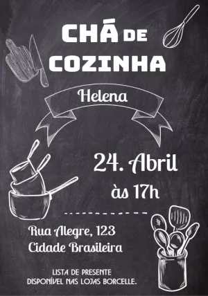 Convite Chá de Cozinha Quadro Negro para Editar Online