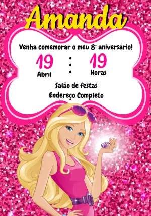 Invitación de cumpleaños Barbie – Estático – Montando a Sua Festa Oficial