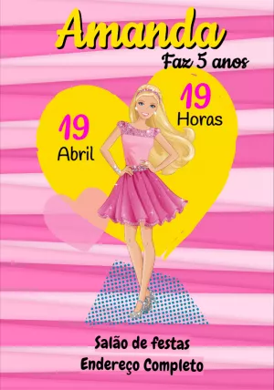 Invitación de cumpleaños Barbie – Estático – Montando a Sua Festa Oficial