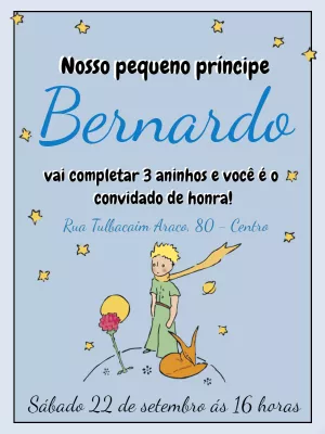 Convite Aniversário Pequeno Príncipe Editável Online