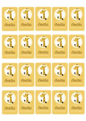 Tag Agradecimento Chá de Bebê Girafa Editável Online