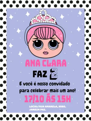 Convite de Aniversário LOL Surprise Crystal Queen para Editar