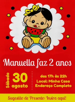 Invitation d'anniversaire Turma da Mônica – Statique – Decore Arte