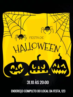 Convite de Halloween com Abóboras e Aranhas para Editar Online