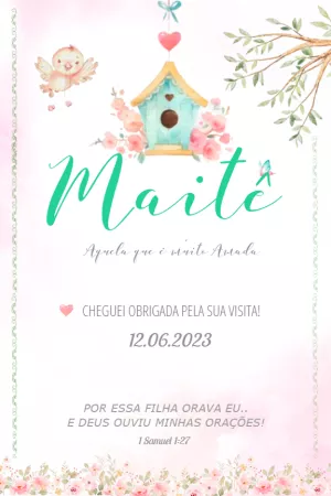 Tag de Agradecimento Maternidade Passarinho para Editar