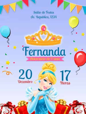 Invitación de cumpleaños Princesas – Estático – C&B artes