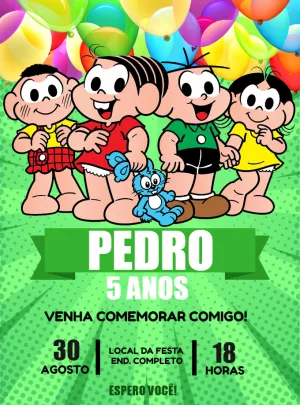 Invitation d'anniversaire Turma da Mônica – Statique – Jonathan Fiuza