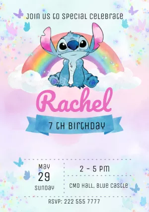 Invitación de cumpleaños Stitch – Estático – Julia B