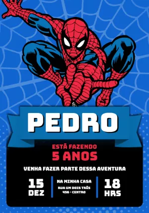 Convite Aniversário Homem Aranha para Editar Online