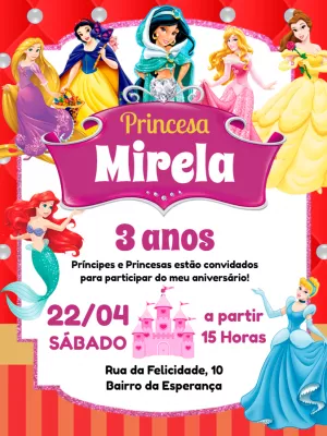 Invitación de cumpleaños Princesas – Estático – Pedro Henrique