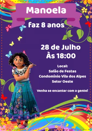 Convite de Aniversário Encanto com Mirabel para Editar Online