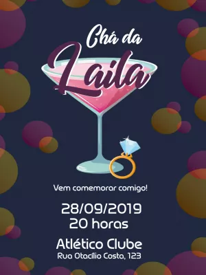 Convite de Chá Bar com Taça e Anel para Editar Online