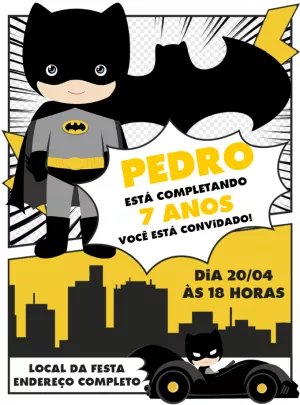 Convite de Aniversário Batman Toy Editável para Imprimir