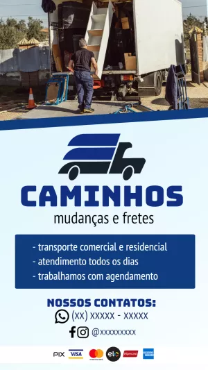 Cartão de Visita Frete e Mudança Editável Online para Imprimir