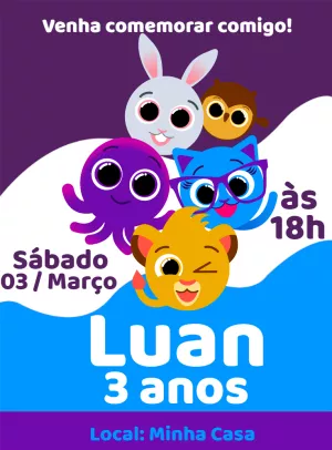 Convite de Aniversário Bolofofos para Editar Online