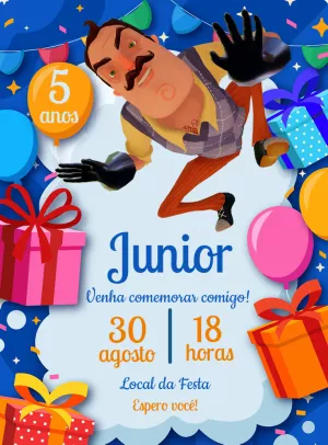 Convite de Aniversário Hello Neighbor para Editar Online