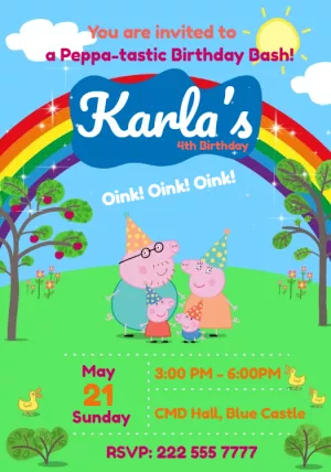 Peppa Pig Birthday Invitation Template to Edit Online
