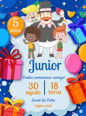 Convite de Aniversário Mundo Bita para Editar Online