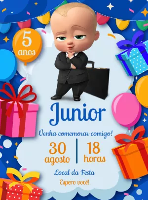 Convite de Aniversário Poderoso Chefinho para Editar Online