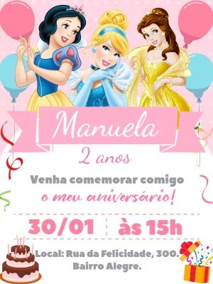 Invitación de cumpleaños Princesas – Estático – Bella Liz Convites