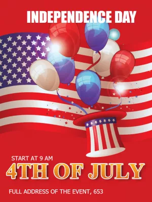 Editable Independence Day Invitation with Patriotic Elements