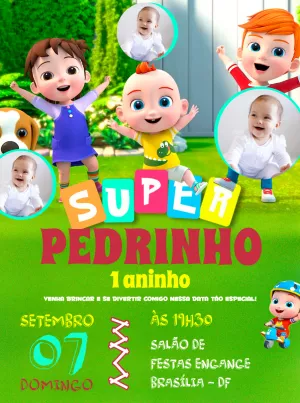 Convite Aniversário Super Jojo com Foto para Editar Online