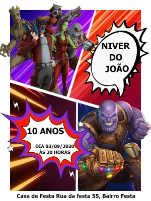 Convite Guardiões da Galáxia e Thanos para Editar Online