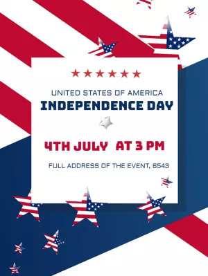 Independence Day Invitation with Stars and Stripes to Edit Online