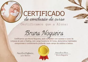 Certificado de Curso de Estética com Foto para Editar Online