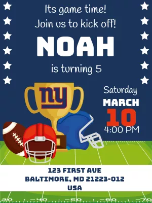 American Football Birthday Invitation to Edit Online
