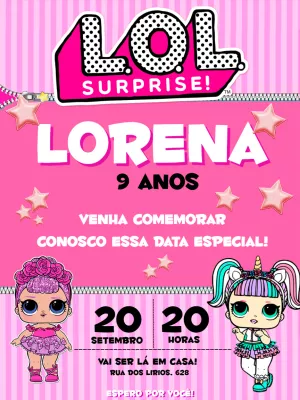 Convite de Aniversário LOL Surprise para Editar Online