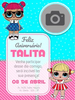 Convite de Aniversário LOL Surprise com Foto para Editar Online
