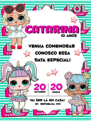 Convite de Aniversário LOL Surprise para Editar Online