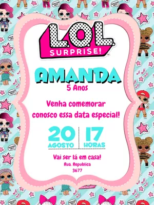 Convite de Aniversário Lol Surprise para Editar Online