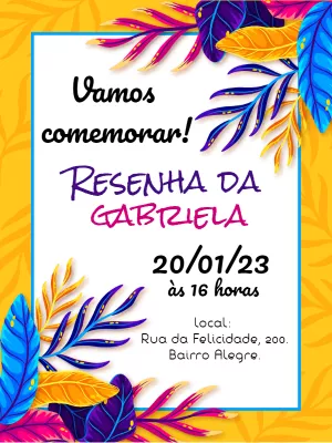 Convite Aniversário Resenha Tropical para Editar Online