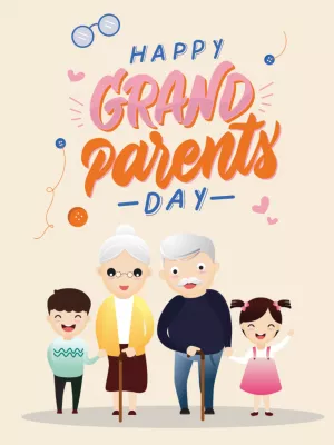 Happy Grandparents Day Post with Characters to Edit