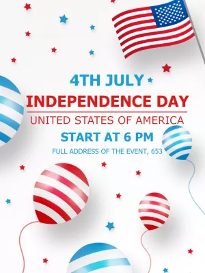 Editable 4th of July Invitation with Flag and Balloons