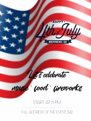 4th of July Invitation with American Flag to Edit Online