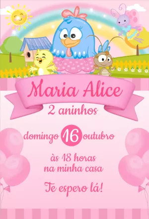 Convite Aniversário Galinha Pintadinha Rosa para Editar Online