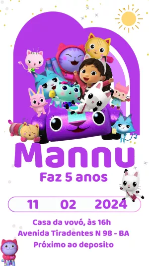 Invitación de cumpleaños La casa de muñecas de Gabby – Estático – Gisele
