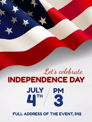 Independence Day Invitation with American Flag to Edit Online