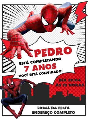 Convite Aniversário Homem Aranha Estilo Quadrinhos para Editar
