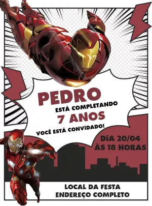Convite de Aniversário Homem de Ferro para Editar Online
