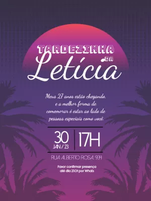 Convite de Aniversário Tardezinha com Pôr do Sol para Editar