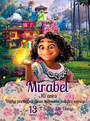 Convite de Aniversário Encanto com Mirabel para Editar Online