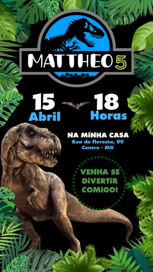 Convite Aniversário Dinossauros Jurassic Park para Editar